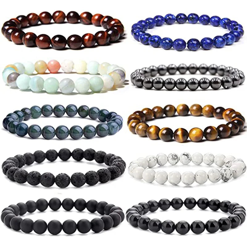 Wholesale 10MM Natural Crystal Amethyst Tiger Eye Healing Beads Bracelet Elastic Bracelet for Men Women Accessories
