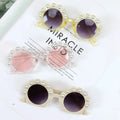 Wholesale UV400 Children Sunglasses with Cute Shell Inlaid Pearl Summer Sunscreen Sunshade Glasses PC Frame Material