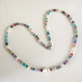 Nature FRESHWATER PEARL and Gem Stone Choker NECKLACE925 Silver Real Gold Plating Clasp 36-40 CM LENGTH