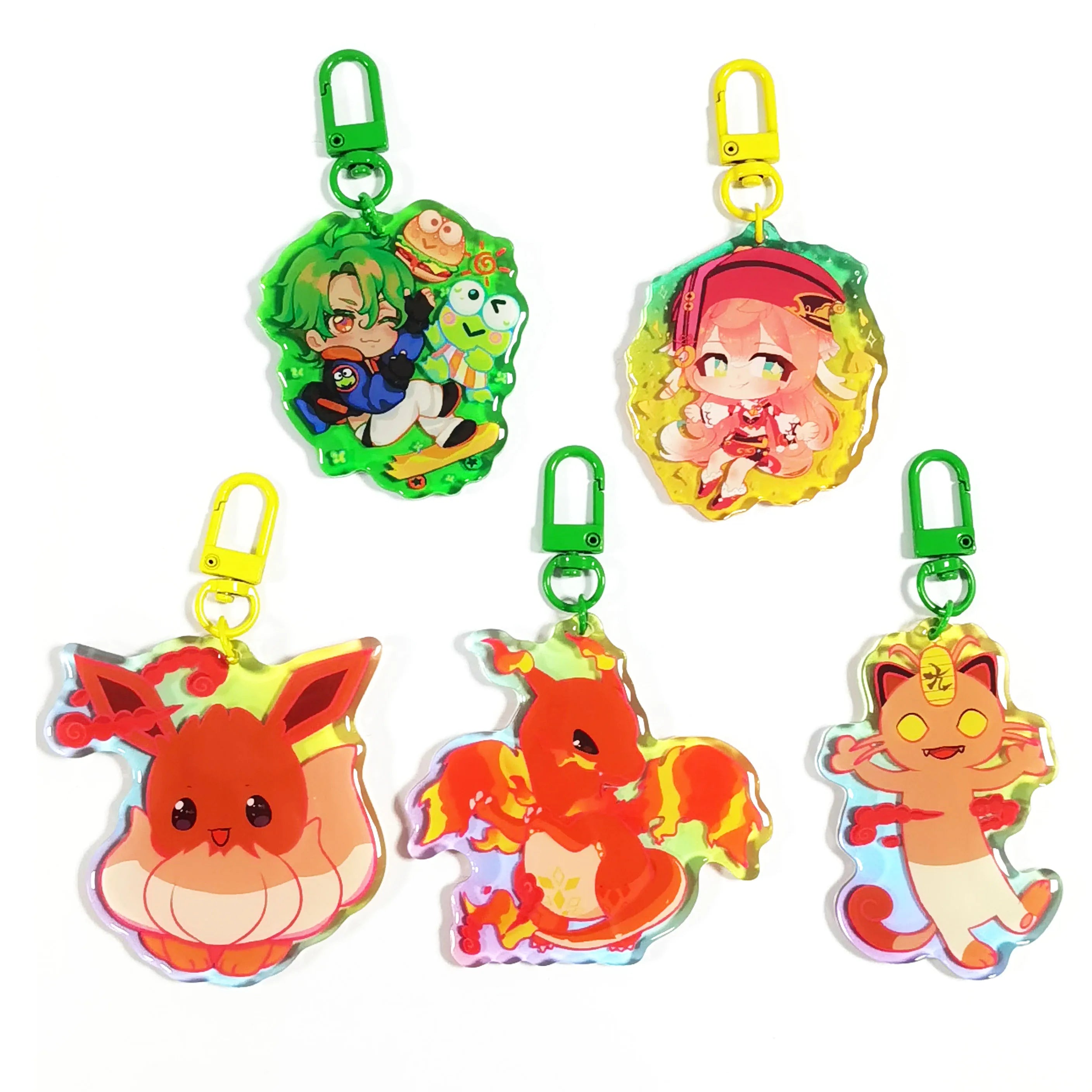 Kuien Custom Printed Anime Gradient Color Edge Keychain Charms Hot Sale Translucent Epoxy Resin Acrylic Keychain Plastic