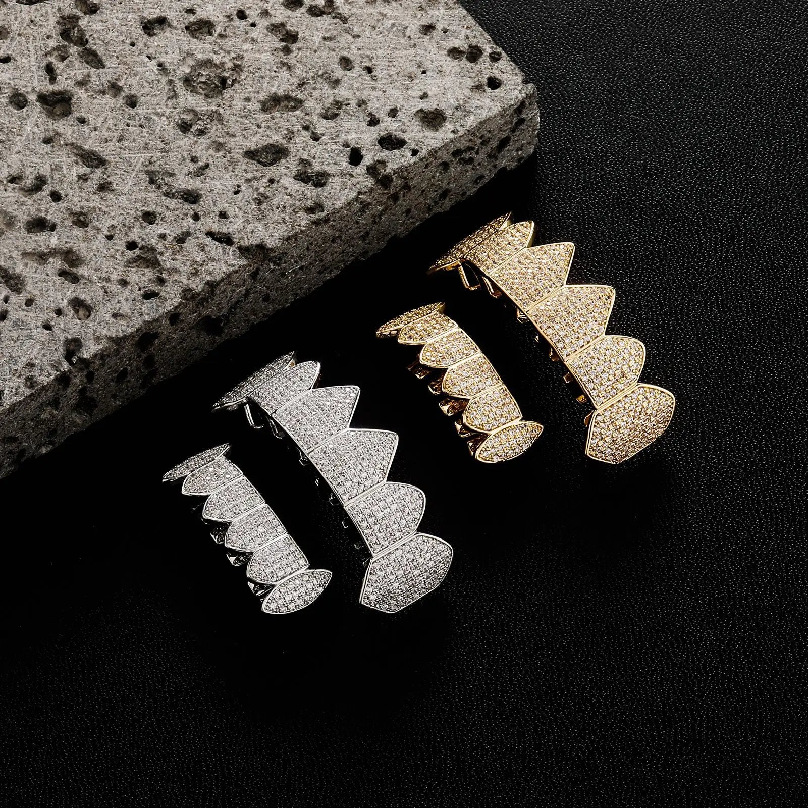 Unisex Hip Hop Grill Teeth Grillz Iced Out Rapper Punk Style Body Jewelry Diamond Zircon Brass Copper Alloy Engagement Gift