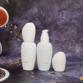 Matte White Frosted Glass Cosmetic Packaging Set with Gold Bolt Cap 30ml 50ml 100ml  Pump Bottles 30g 50g Eye Cream Jars