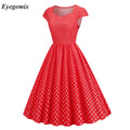 Polka Dot Vintage Summer Dresses Woman 2025 New Short Sleeve Midi Party Sundress A-Line Vestidos Femininos