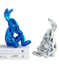 Creative Rabbit Figurine Resin Statue Craft Handmade Desktop for Home Living Room Decoration