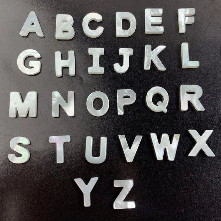 Loose 8x10mm White Fashionable Letters Shell Beads Jewelry Alphabet for DIY Horizontal Hole