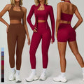 SHINBENE 4Pcs Yoga Workout Sets Sports Bra and Butt Lifting Shorts Leggings Gym Yoga Active Wear