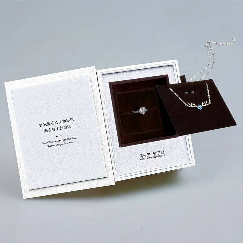 Custom Logo Luxury Bible Book Shaped Leather Filled Paper Jewelry Box Ring Earring Pendant Necklace Velvet Packaging Gift Box