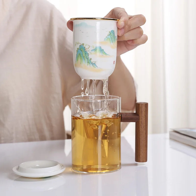 Glass Cup Tea Mug With Ceramic Infuser Strainer Filter