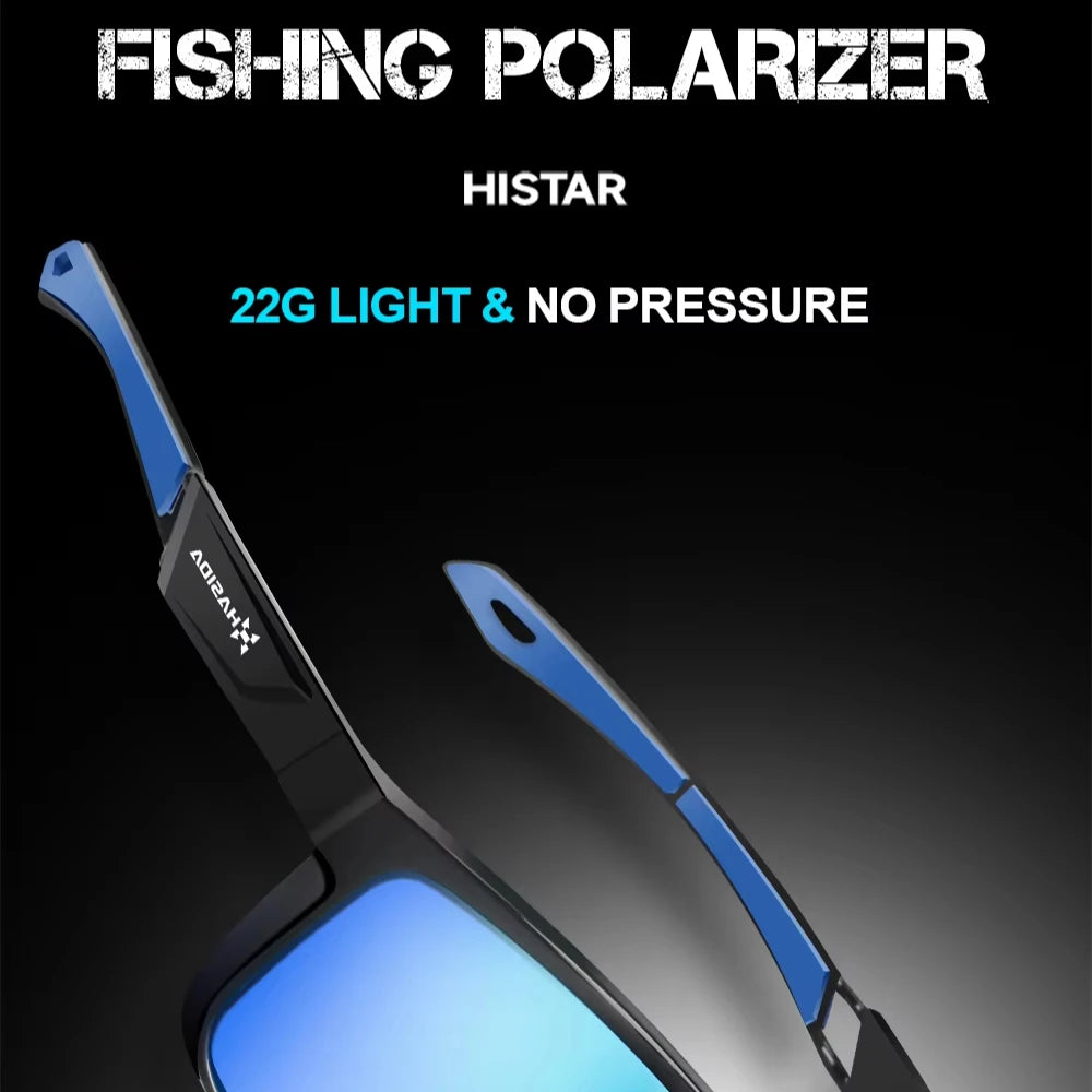 HISTAR Polarized Sunglasses Anti-UV HD Vision Anti-Glear AL-M Alloy Frame Rubber Nose PAD Lake River Fishing Glasses