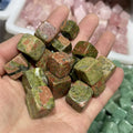 Wholesales Natural Unakite Cube Tumbled Stone Healing Green Crystal Stone For Decoration