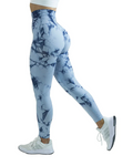 Women's Tie Dye High Waist Yoga Leggings with Butt Lifting and Seamless Leg Design Stretchy Marble Print Workout Pants