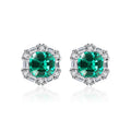 Elegant 925 Sterling Silver Full CZ Diamond Zircon Gemstone Snowflake Shape Stud Earrings