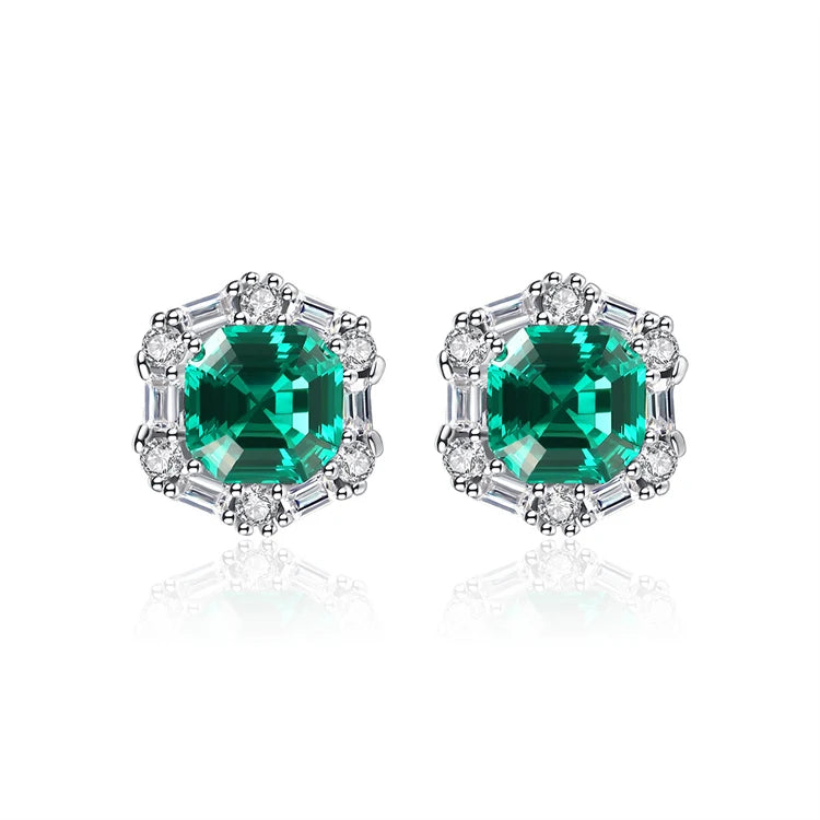 Elegant 925 Sterling Silver Full CZ Diamond Zircon Gemstone Snowflake Shape Stud Earrings