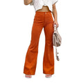 European and American Women's 2023 Autumn and Winter Pure Color Mid-waist Slim-fit Micro Flared Pants Corduroy Casual Pants
