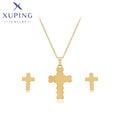 XUPING T000689272 Women Earring Necklace Elegant Fashion Cross Religious Design 14k Gold Color Stainless Steel Jewelry Set