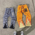 Manufacturer Custom Mid Waist Street Style Mohair Sweatpants OEM Color Block Flared Pants with Patchwork Decoration