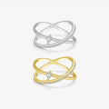 FUAMAY Trendy Cross Ring Dainty High Quality 18K Gold Plated 925 Sterling Silver Cross Ring with Zircon Anillo