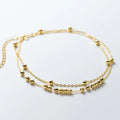 High Quality American European 925 Sterling Silver Double Layer Round Beads Golden Balls Charm Gold Plated Anklets Women