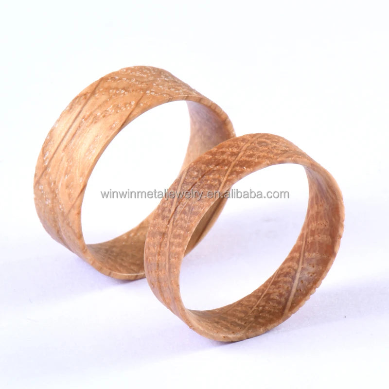 Custom Nature 6mm 8mm Flat Edge Whiskey Barrel Wood Ring Cores for Wedding Bands or Rings Inlay Trendy