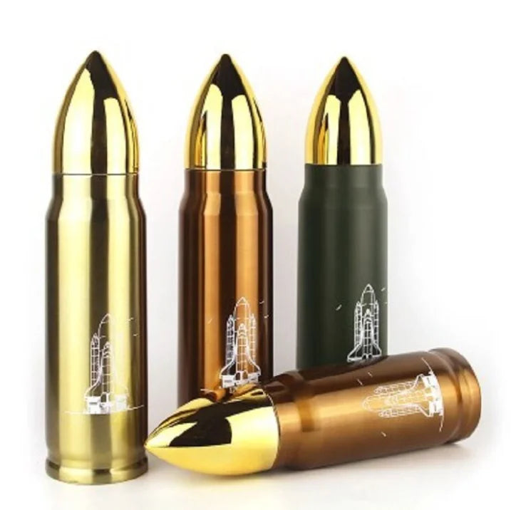Custom Bullet Shaped Stainless Steel Thermos Flask for Travel and Camping