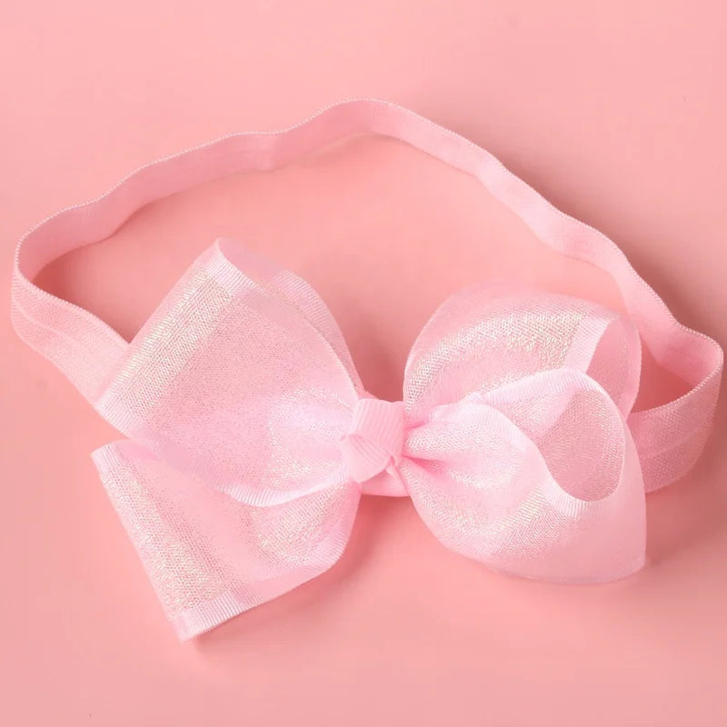 Cute OEM Customizable Rubber Band Elastic Hair Bands Sweet Ribbon Bow Stretch Headband for Girls for Children