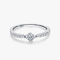 Ailmay Authentic 925 Sterling Silver Clear CZ Geometric Design Rings Exquisite Charm for Women Girls Party Accessories Jewelry
