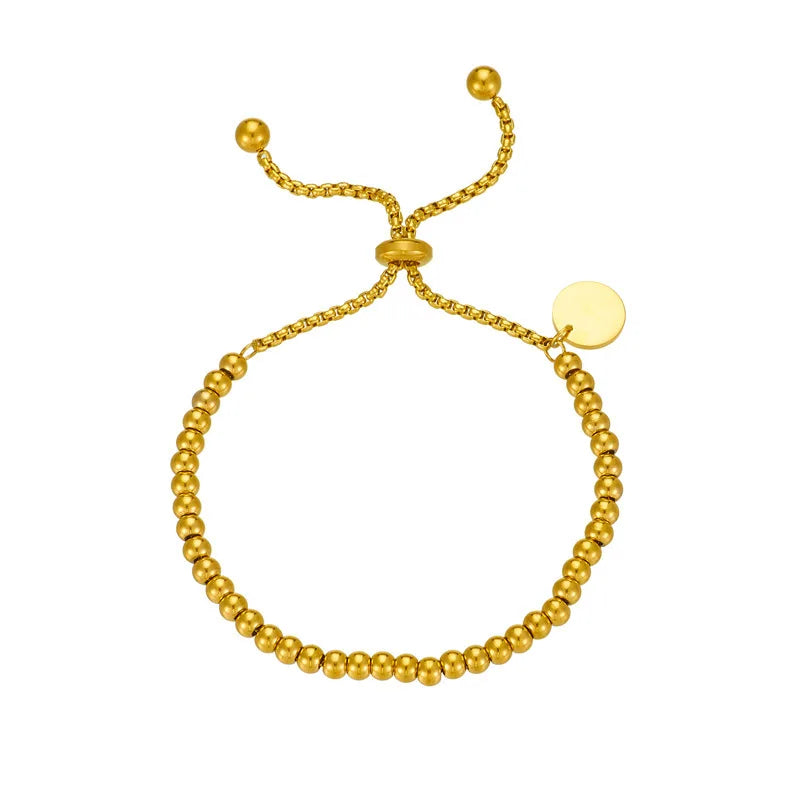 HOVANCI Stainless Steel Ball Beads Bracelet for Women Stainless Steel Adjustable Bracelet Blanks for Engraving