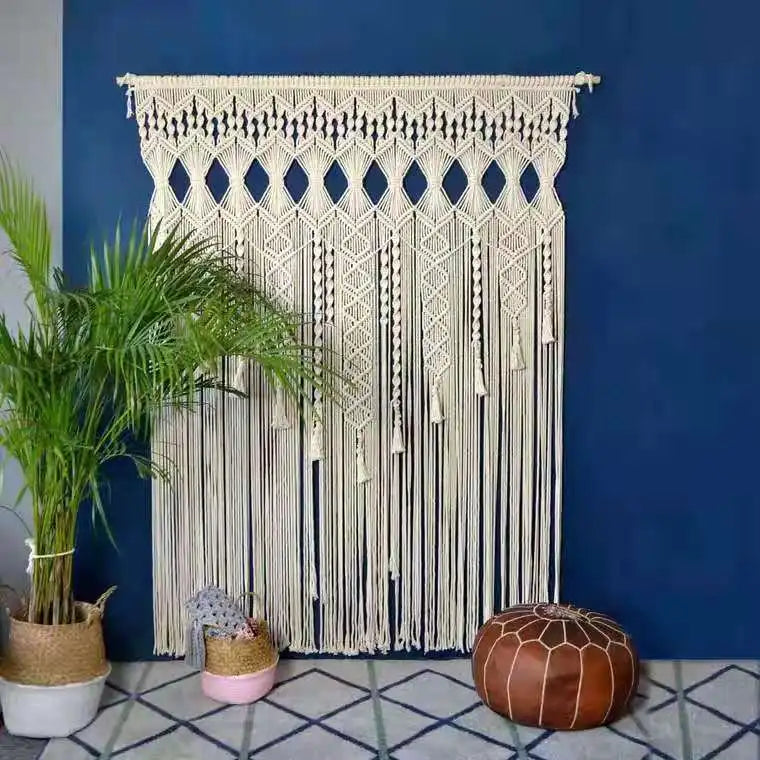 Hand-woven Door Curtains Tapestry Bohemian Style Hand-made Cotton Thread Weaving Curtains Wedding Homeware Tapestry