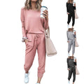 New Design Women's 100% Polyester Sportswear Hot Summer Fitness Joggle Set Loose Solid Color Long-Sleeved Casual Suit