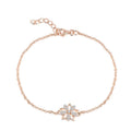 YILUN Rose Gold Plated Snowflake Bracelet 925 Sterling Silver Cubic Zirconia Flower Bracelet - Winter Jewelry Gift