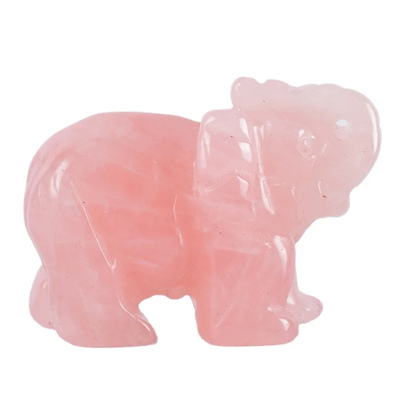 DIY DIY 23*33mm Mini Gemstone Carved Miniature Rose Quartz Elephant  Animal Lapis Lazuli Stone Figurine