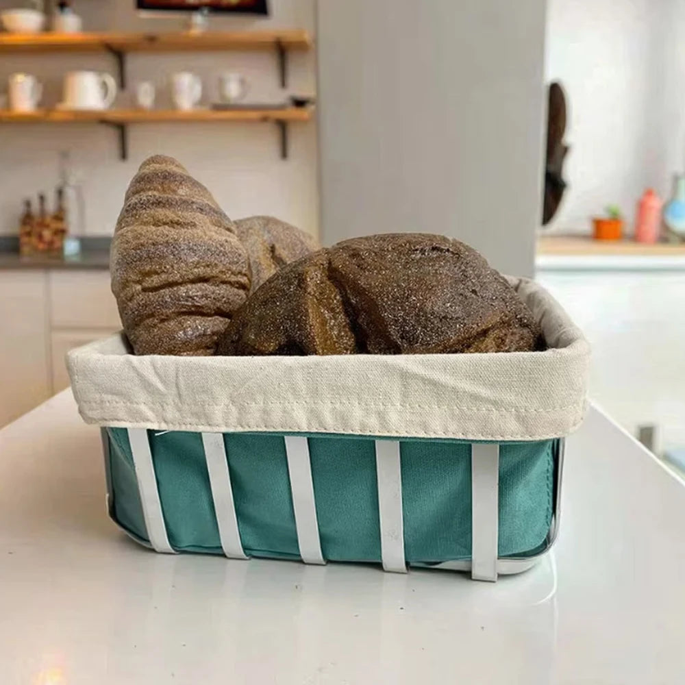 Hot Selling Custom Metal Frame Square Collapsible Household Food Basket Linen Storage Bins