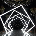 Wedding White Big Flower Stand Aisle Display Road Guide Walkway Pillar With Led Light