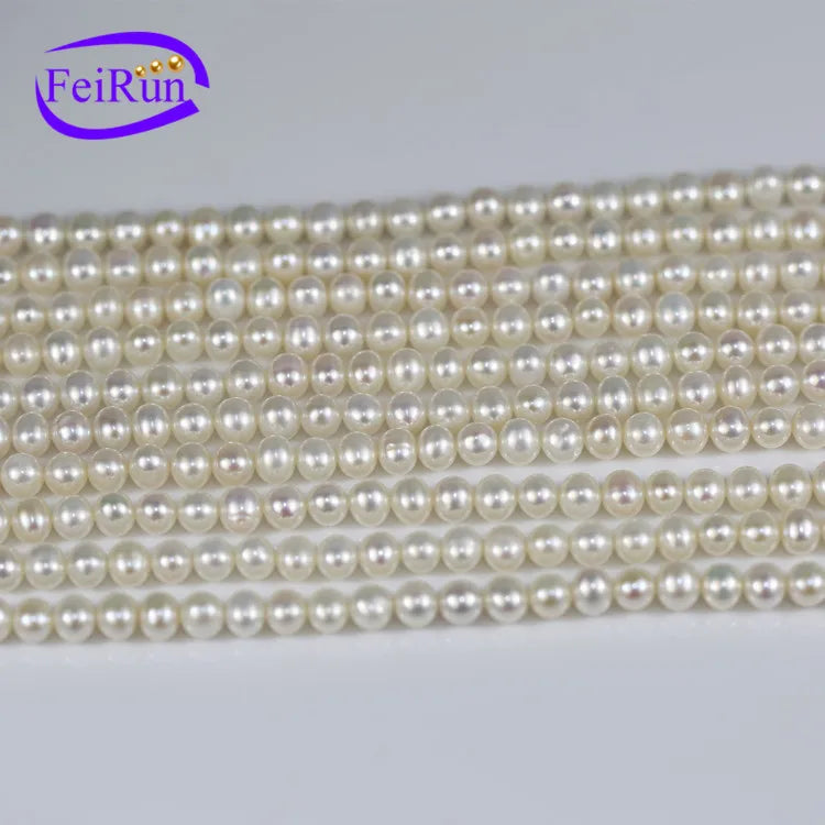 FEIRUN Wholesale 5mm off Round AA Freshwater Real Pearl Strand for Jewelry