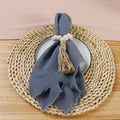 Custom Label Hot Selling 100% Cotton Cheesecloth Dusty Blue Fancy Cloth Napkin