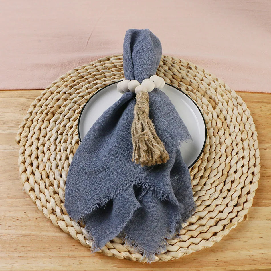 Custom Label Hot Selling 100% Cotton Cheesecloth Dusty Blue Fancy Cloth Napkin