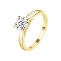 Luxury 18K Gold Plated 925 Sterling Silver 1 Carat Round Cut Moissanite Ring Promise Wedding Ring for Women