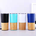 FX Factory 20oz Double Wall Stainless Steel Tumbler Natural Bamboo Design Outdoor Water Bottle Flask New Design for Convenient