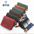 2026 Vintage Large Capacity Card Holder Wallet Crazy Horse Genuine Leather RFID Card Holder for Men