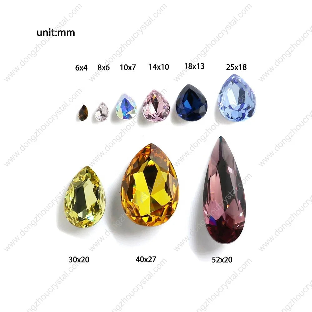 Dongzhou Waterdrop Fancy Stones Pointback K9 Rhinestone Wholesale Lead-free Crystal Stone for Jewelry Pendant Diy Accessories