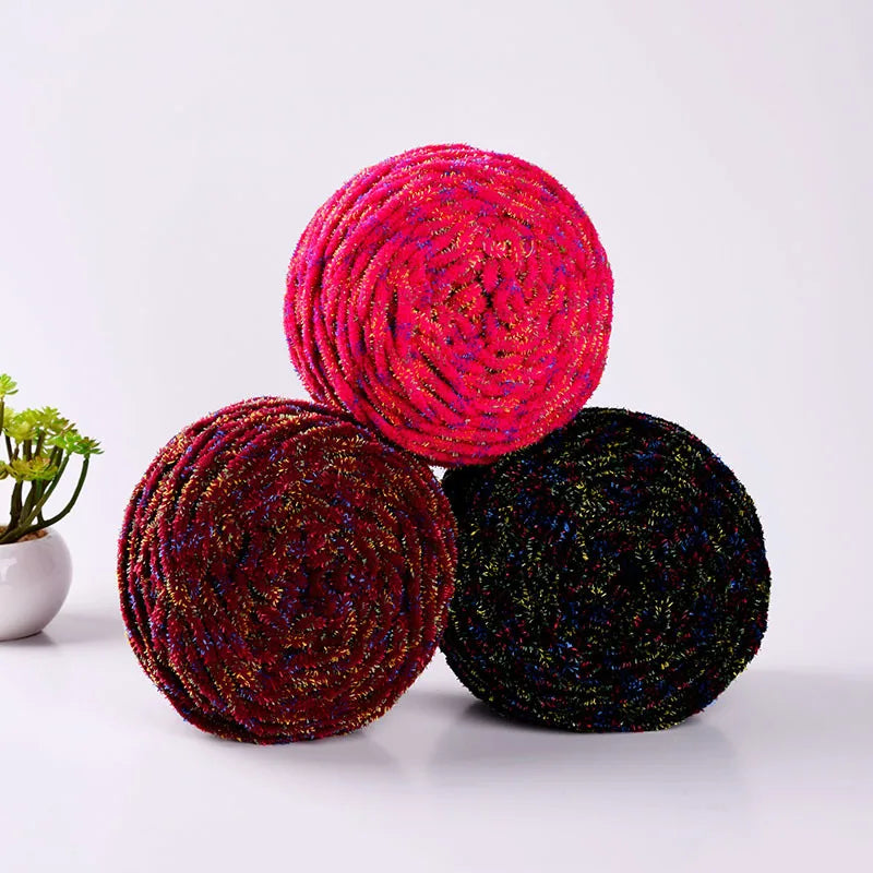 100% Polyester Bright Colored Silk Crochet Fancy Knitting Yarn for Knitting Scarves