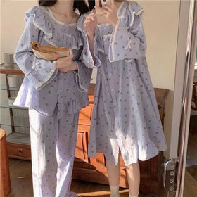 2023 Cotton Pajamas Nightgown Purecotton Sets Pijamas Mujer Cartoon Long Women Cute Set Spring Autumn Soft Women's Sleepwear