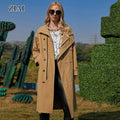 Tooling Large Pockets Glossy Coat Profile Mid-length Thickened Windbreaker Women