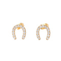 New Stainless Steel Waterproof Jewelry 18k Gold Plated Horseshoe Shaped Zircon Simple Women Earrings Non Tarnish YF6200