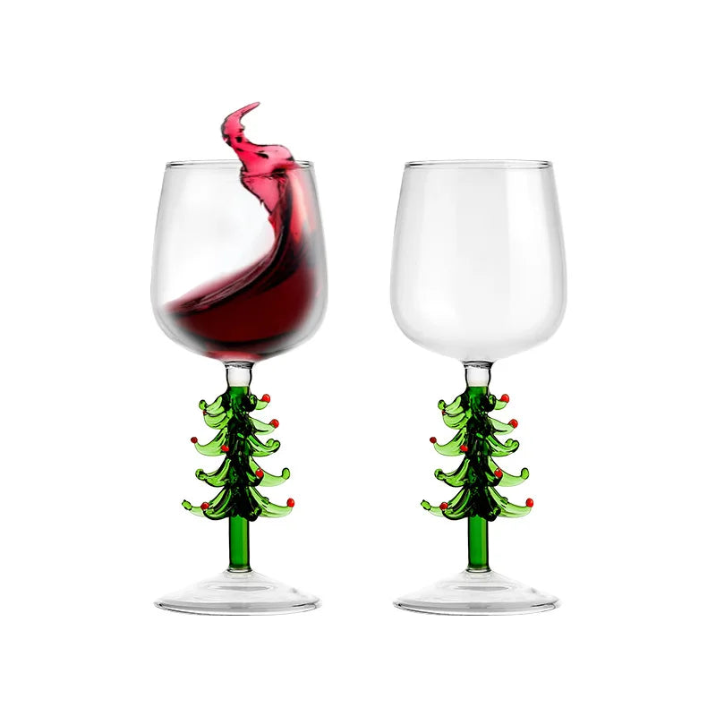 High-quality Creative clear Christmas Goblet Glass Wine Home Party glassware Customized Glass Wine Cup Christmas Glass Goblet