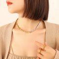2022 New Fashion Design Stainless Steel 18K Gold Geometric Zircon Pig Nose Stitching Necklace Bracelet Jewelry Set