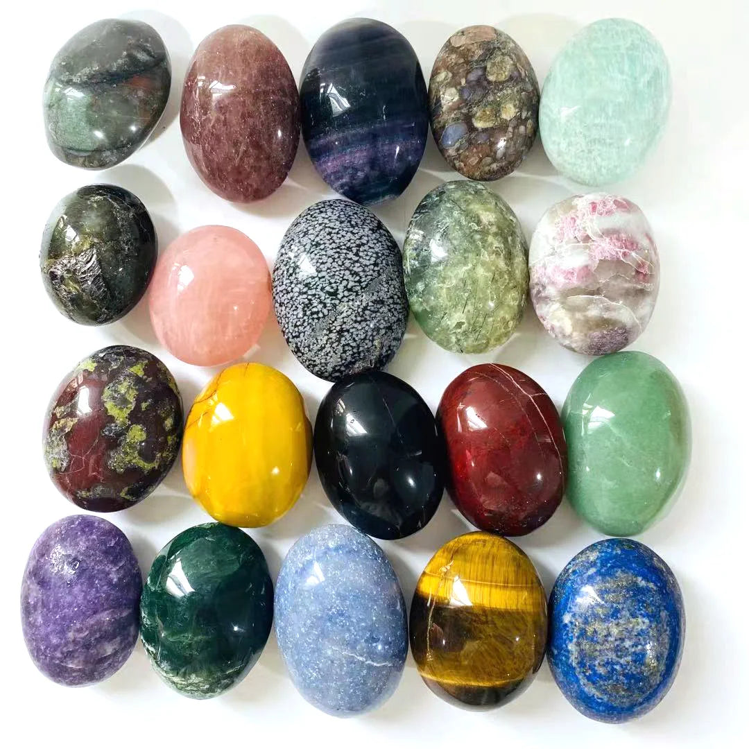 Wholesale Rose Quartz Amethyst Lepidolite Fluorite Lucky Plam Stone Tumbled for Geomantic
