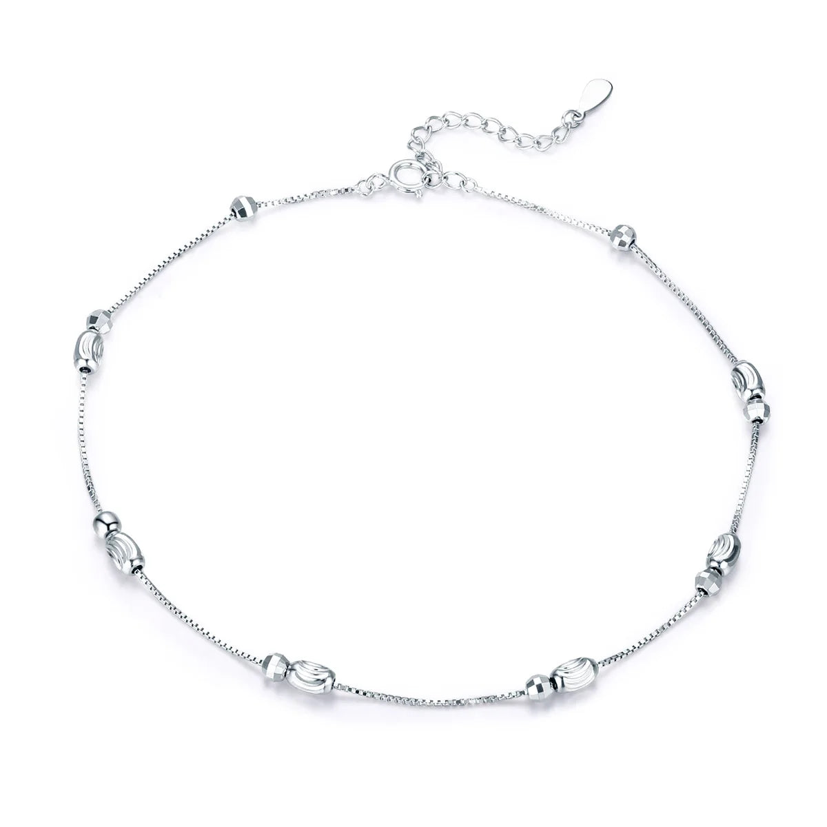 925 Sterling Silver Slide Beads Anklet for Women Charm Body Fine S925 Adjustable Jewelry Gift for Women with Foot Accessories