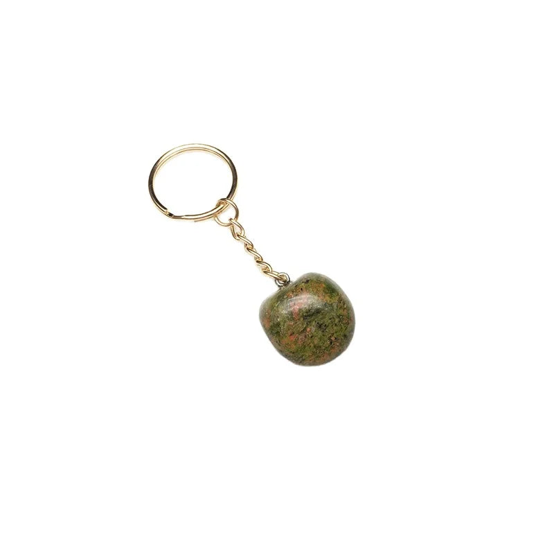 GEM Online Sale Mix Stone Tumbled Keychain Cage Keychain Handicraft Steel Keychains