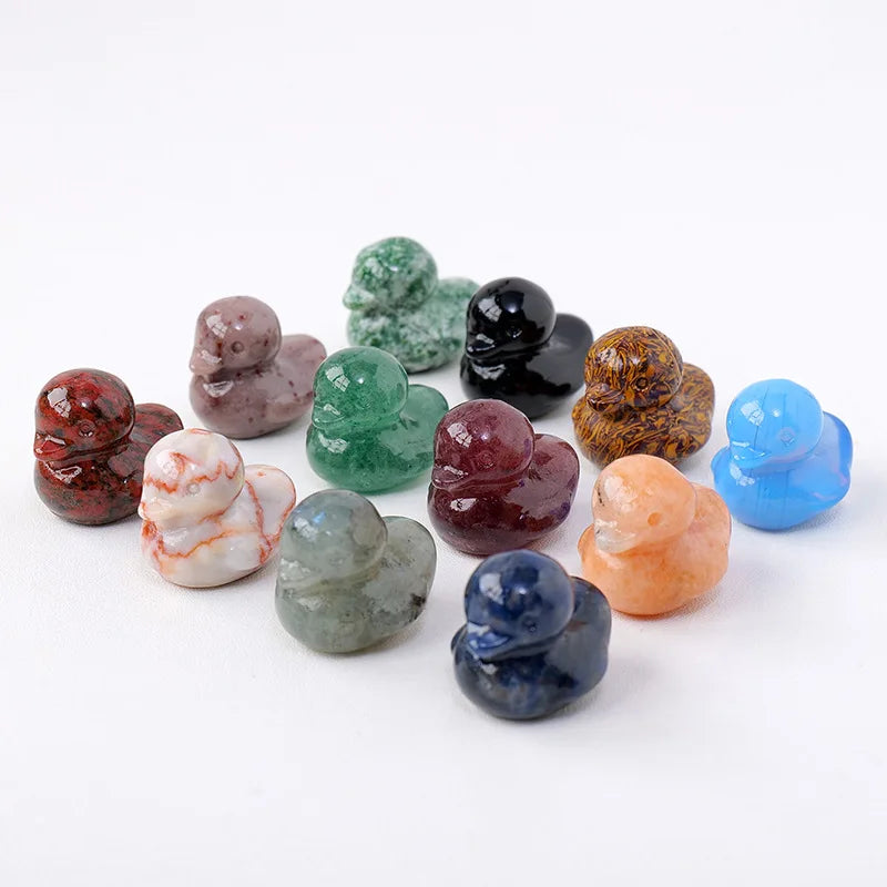 Wholesale Crystal Animal Carvings Creativity Gemstone Decoration Artware Rose Quartz Natural Stone Duck Ornaments